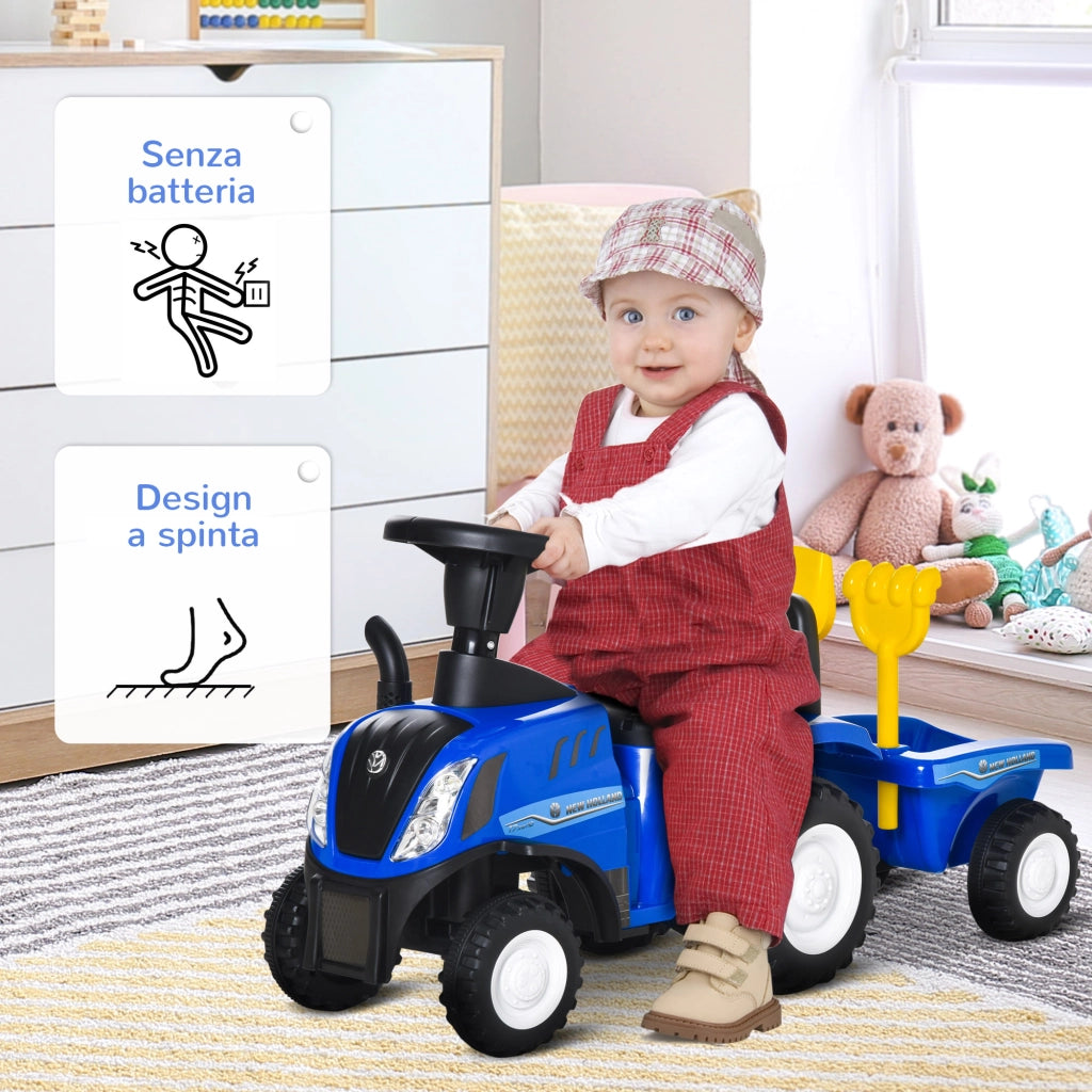 Trattore Cavalcabile per Bambini con Rimorchio ¨C Minimal ¨C Blu 91x29x44cm