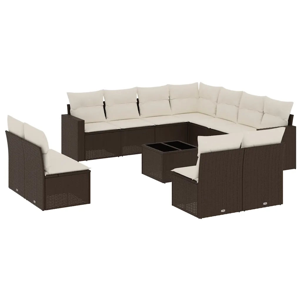 Set Divani da Giardino 12 pz con Cuscini Marrone in Polyrattan 3251480