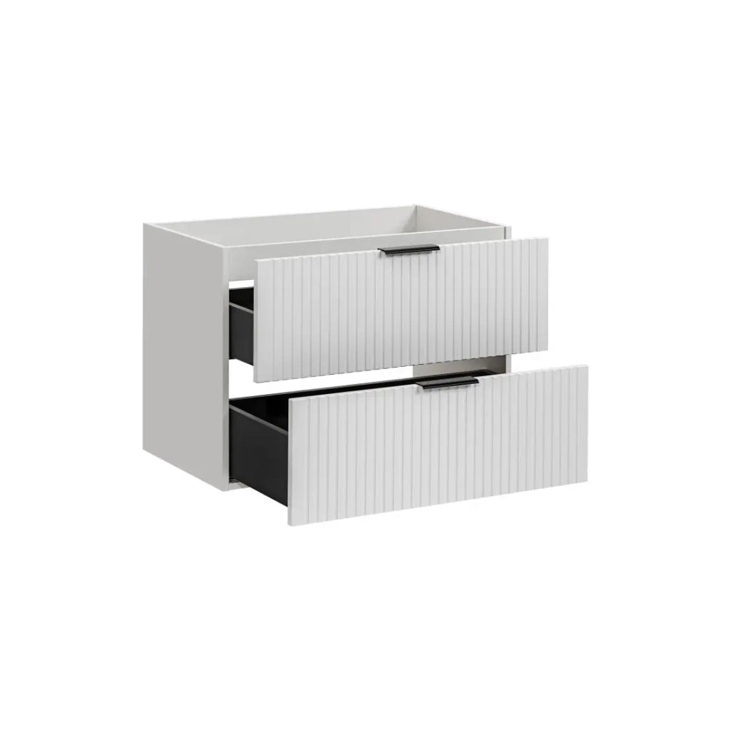 Mobile sottolavabo NOXERA – 80 cm – 2 cassetti – Colore bianco opaco – Da appendere