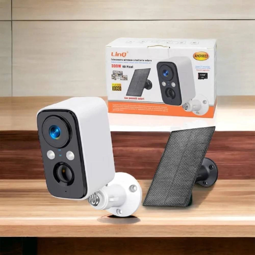 Trade Shop - Telecamera Wireless Ricaricabile Solare 300w Hd Pixels Ahd5023 Sicurezza Esterno -
