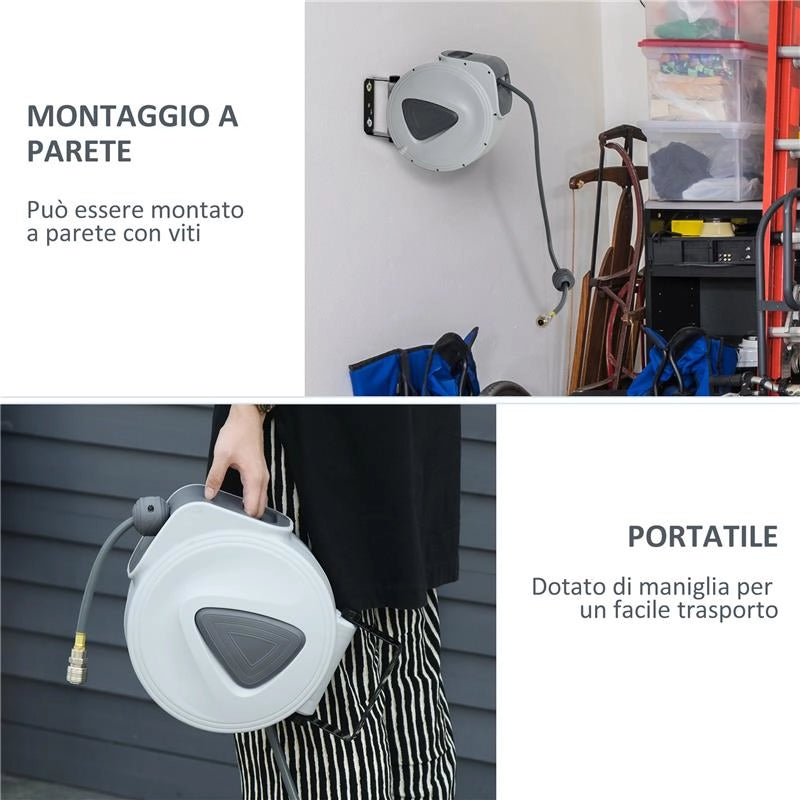AVVOLGITUBO AUTOMATICO DA PARETE CON ATTACCO 1/4''', 180°, 20