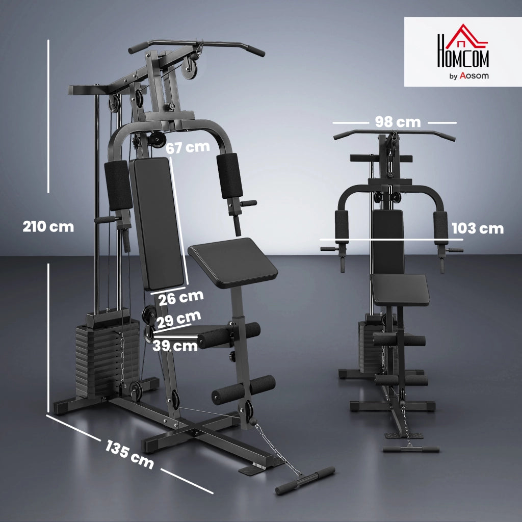 Attrezzatura Palestra Multifunzione con Stack 65 kg ¨C Minimal ¨C Nero