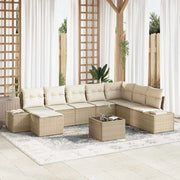 Set Divano da Giardino 8 pcs Beige e Crema polyrattan