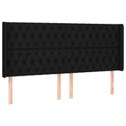 Testiera | Testata ad Orecchio Nera 203x16x118/128 cm in Tessuto