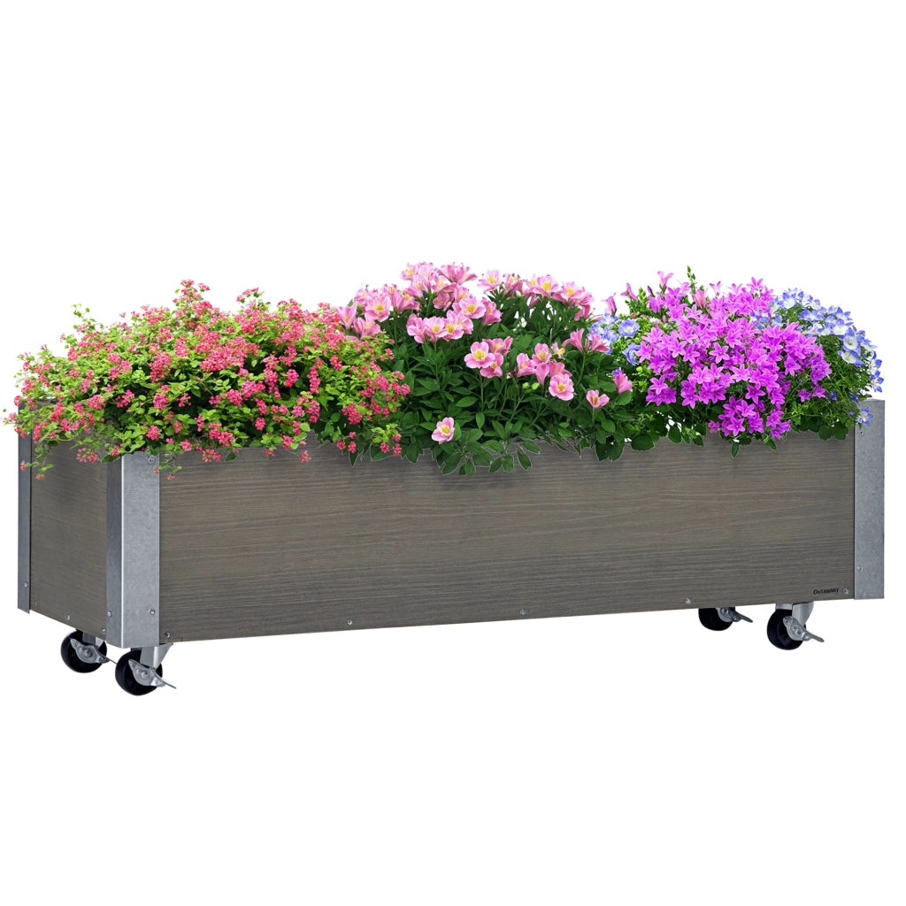 Fioriera Grande con Ruote ¨C Xylo ¨C Tessuto Non Tessuto Grigio Chiaro 96x30,6x30 cm