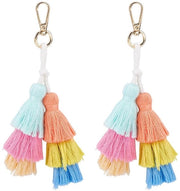 Due Stuzzicadenti Chiave con Piuma a Pompom Colorati per Tasca Boho Chic