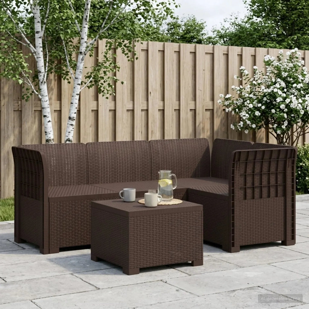 Divano da giardino 4 posti aspetto rattan PP Marrone 3443995