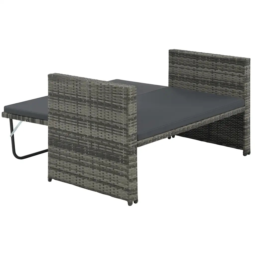 Set Divani da Giardino 2 pz con Cuscini in Polyrattan Grigio 44483