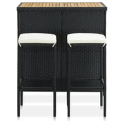 Set da Bar 3 pz in Polyrattan Nero CFW3608277