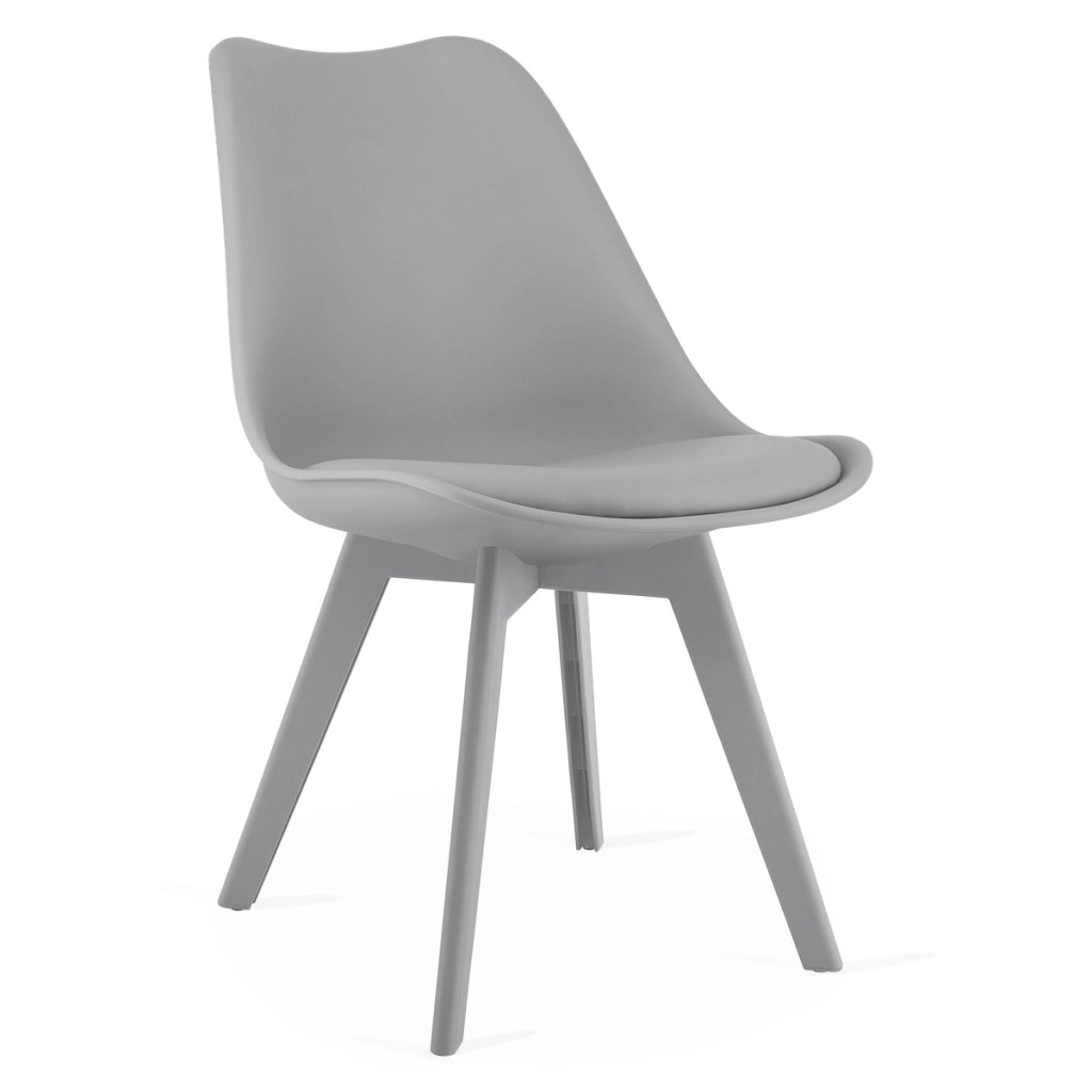 Sedia di design Mark grigia con cuscino in ecopelle