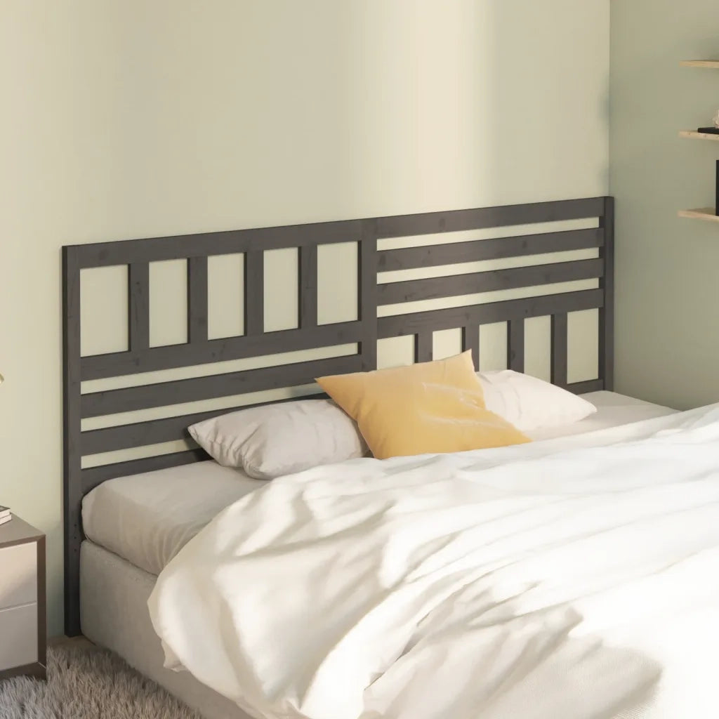 Testiera per Letto-Testata-Testiera Decorativa Grigia 206x4x100cm in Legno Massello di Pino 915159