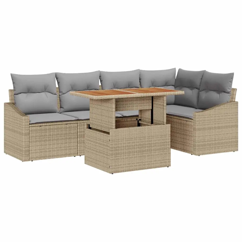 Set Divano da Giardino 6 pcs Beige Poly Rattan 3358576