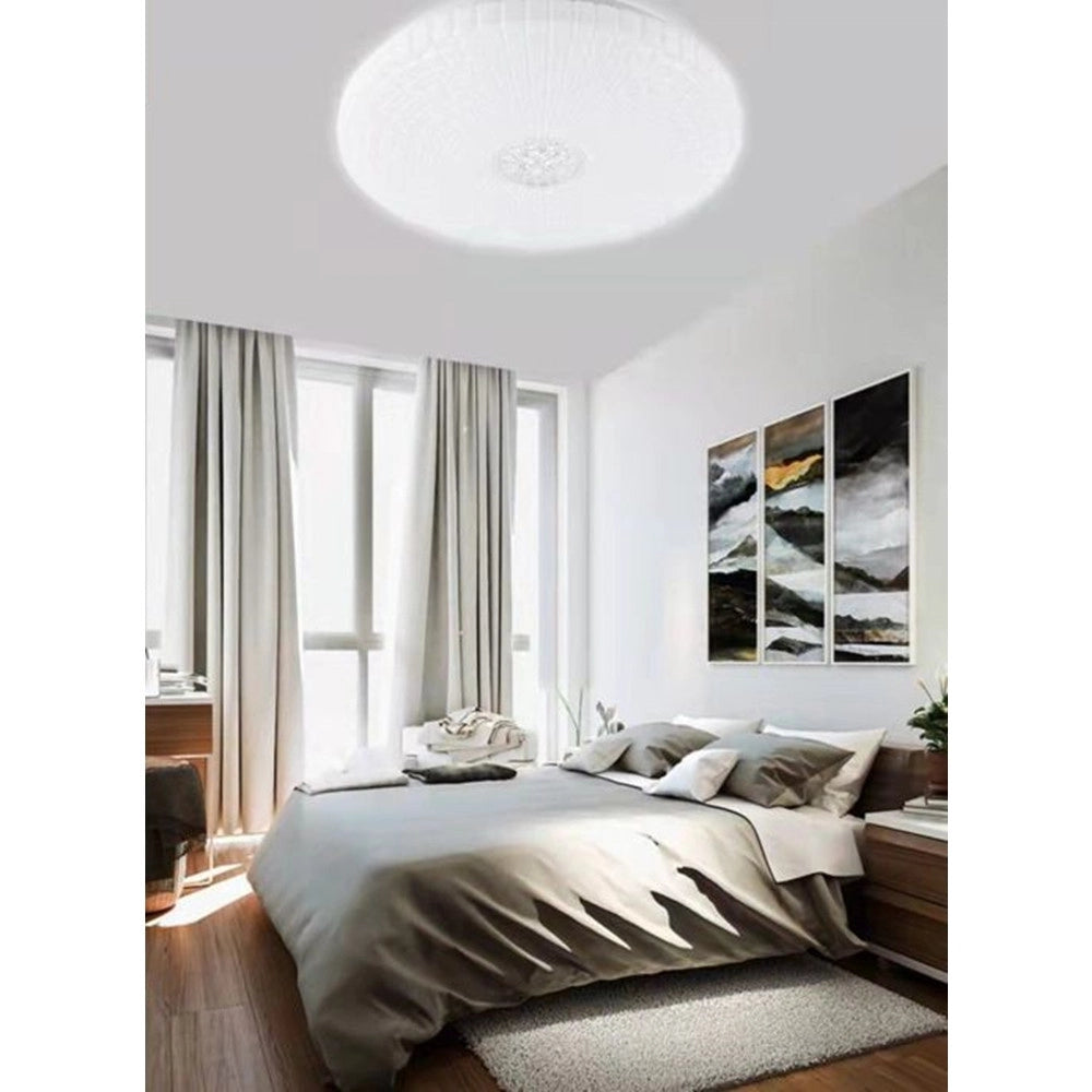 Trade Shop - Plafoniera Soffitto 60w Decoro Con Cristalli Centrale Luce Fredda Naturale Fst-50a62495 - -bianco Naturale      -