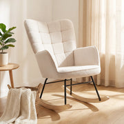 Poltrona a dondolo ¨C Minimal ¨C beige, effetto lana, 71x98x101 cm