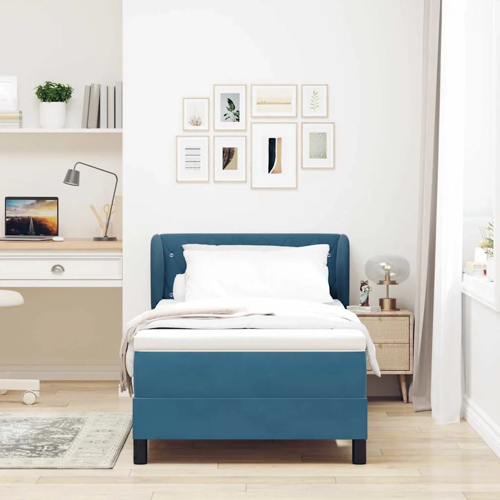 Letto a molle con testiera Blu scuro 100 x 200 cm Velluto 3340326