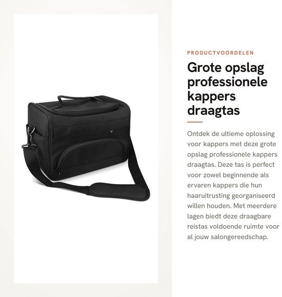 Borsa per Capelli Professionale con Grande Capacità di Stoccaggio - Borsa per Capelli Adattabile con Cinturino a Spalla - Multi-Livello - Nero - Adatta per Gli Strumenti di Bellezza - Borsa per Strumenti di Bellezza con Stoccaggio