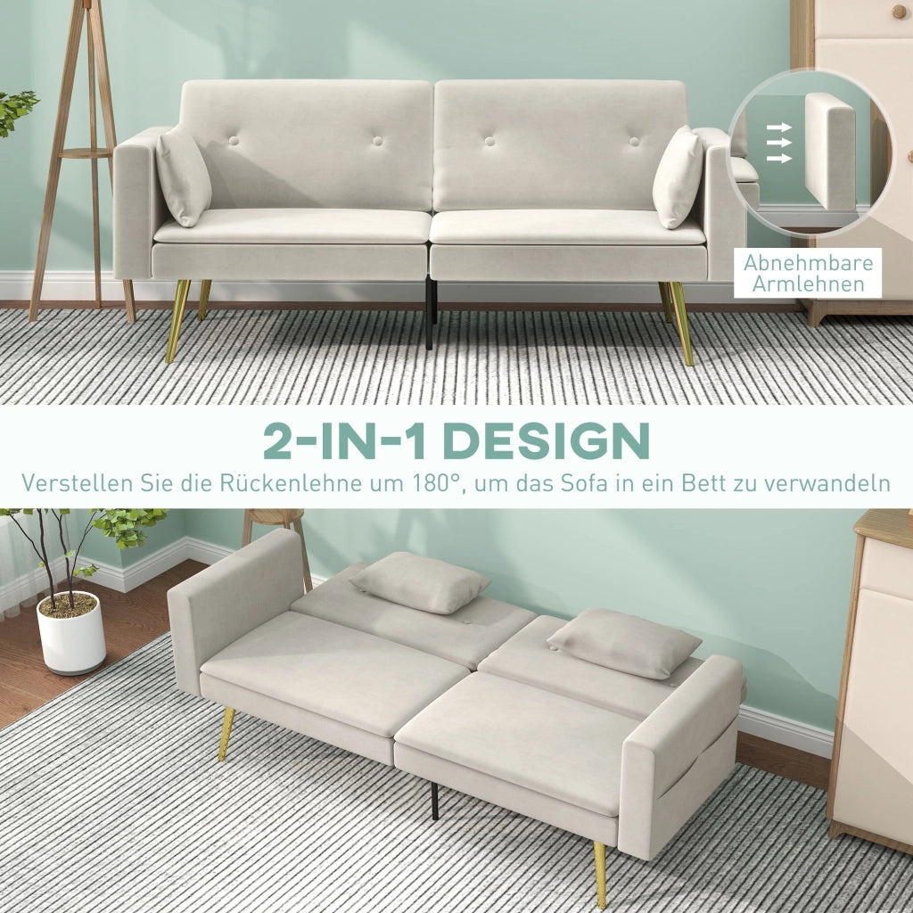 Divano letto 2 posti ¨C Minimal ¨C tessuto beige