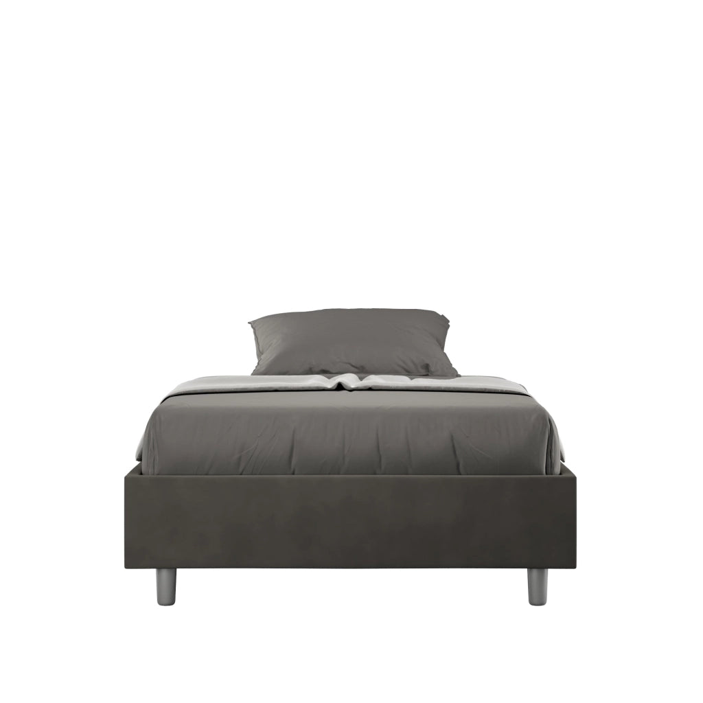 Letto Matrimoniale Francese Sommier 140x190 cm con Rete e Contenitore Azelia Grigio
