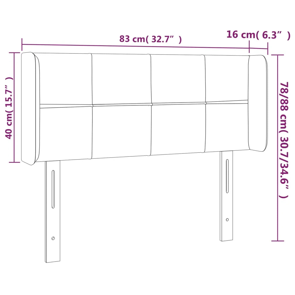 Testiera | Testata ad Orecchio Grigio Chiaro 83x16x78/88 cm in Tessuto
