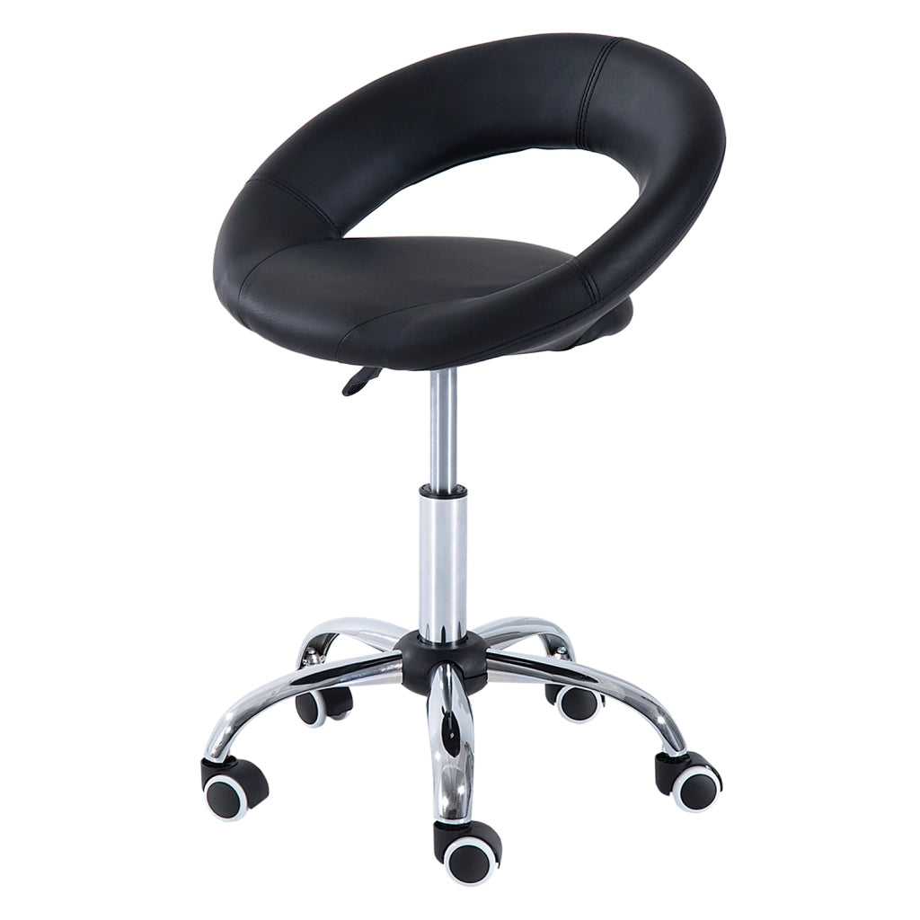 Sgabello da ufficio girevole regolabile in altezza ¨C Minimal ¨C PU e metallo, nero, 50x54x66-78 cm