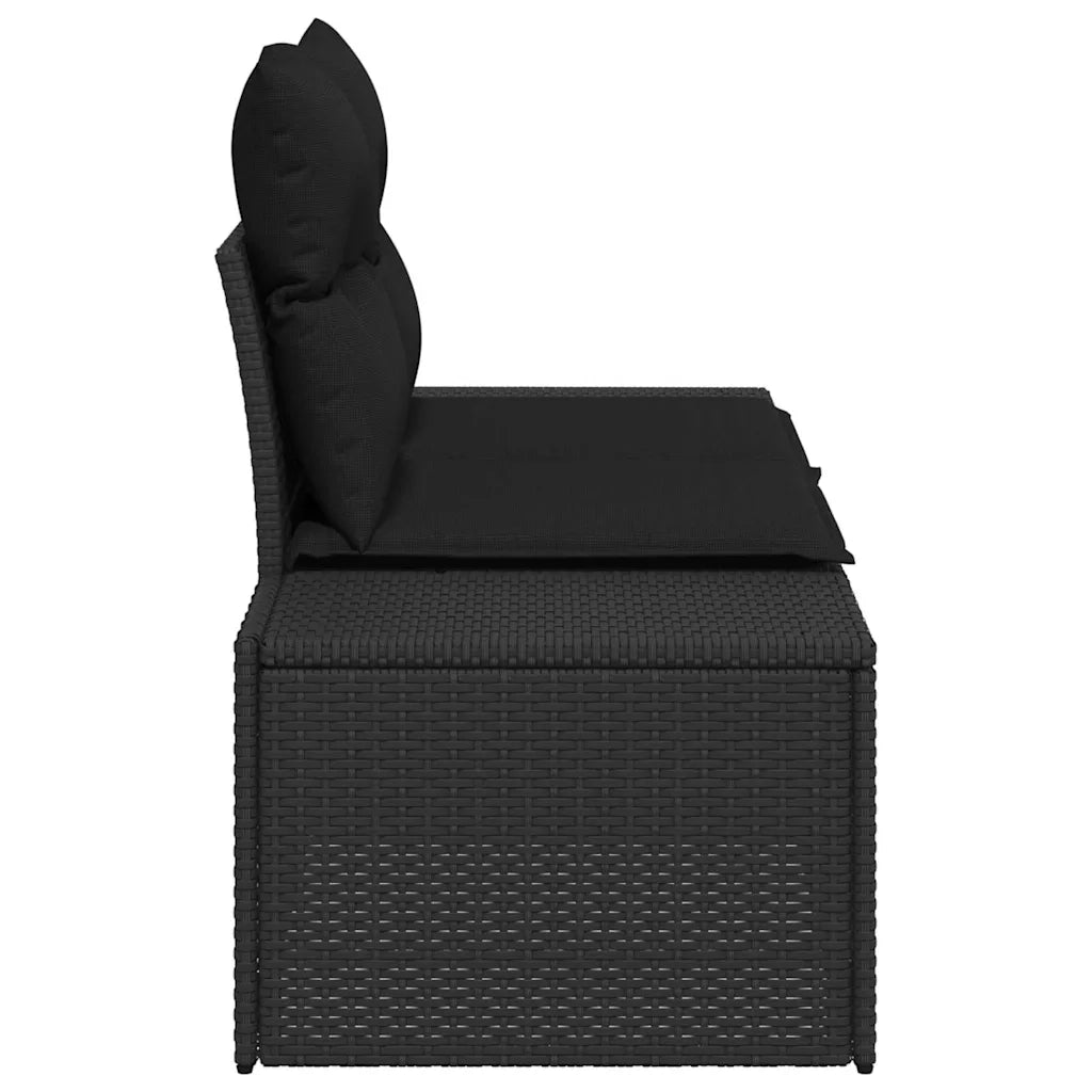 Divano da giardino con cuscino Nero 184 x 62 x 69 cm polyrattan 42006801
