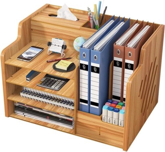 Organizzatore per Ufficio in Legno - Grande Capacità per Materiali da Ufficio