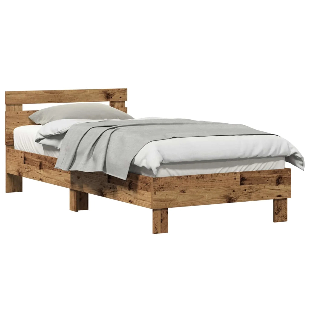 Struttura letto con testata-Giroletto Legno antico 80 x 200 cm 859878
