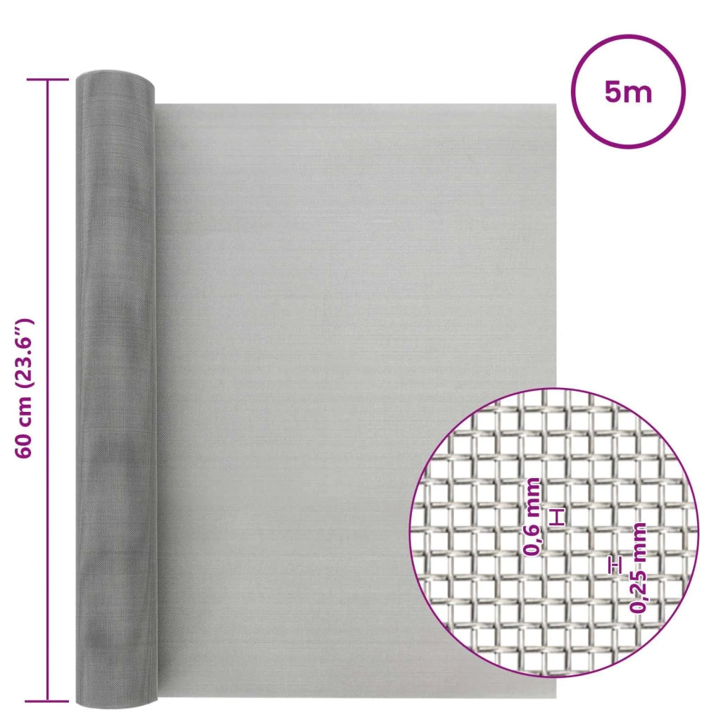 Rete per schermatura 60 x 500 cm 30 Mesh Argento 42039551