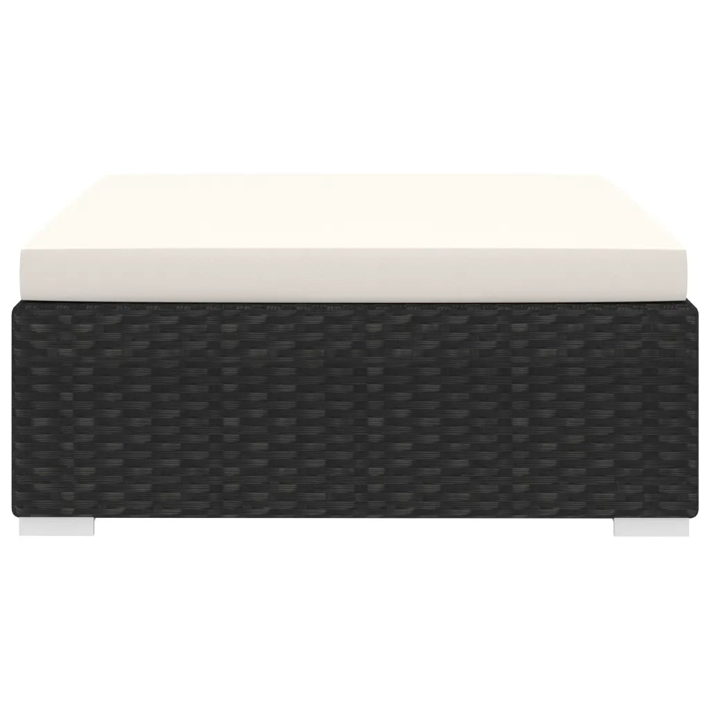 Poggiapiedi Modulare 1 pz con Cuscino in Polyrattan Nero 46802