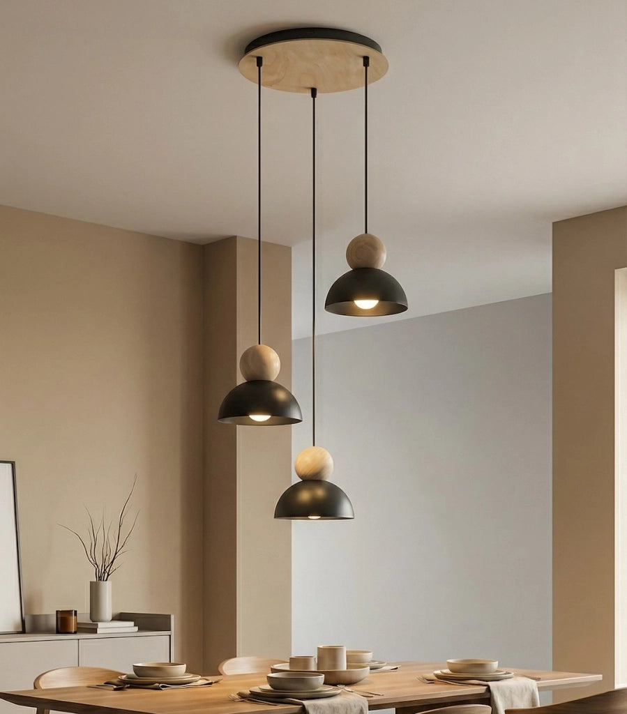 Lampada a sospensione KAKI japandi nero-beige 3xE27