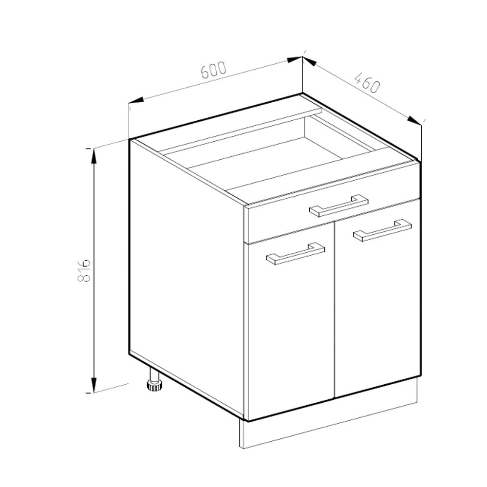 Vicco Mobiletto base per cucina Grigio 60 cm con cassetto, PL Antracite