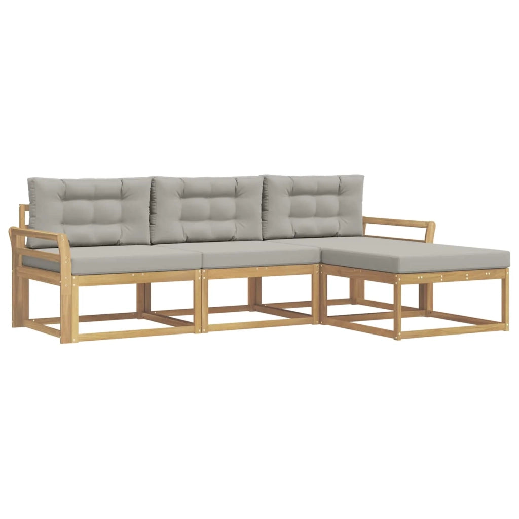 Set di divani da esterno 4 pz Bianco e Grigio Chiaro Poliestere 3386270