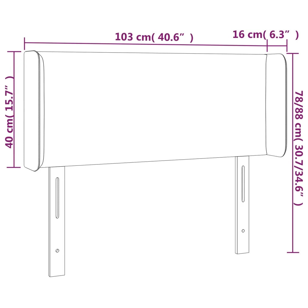 Testiera a LED Nera 103x16x78/88 cm in Velluto 3123000