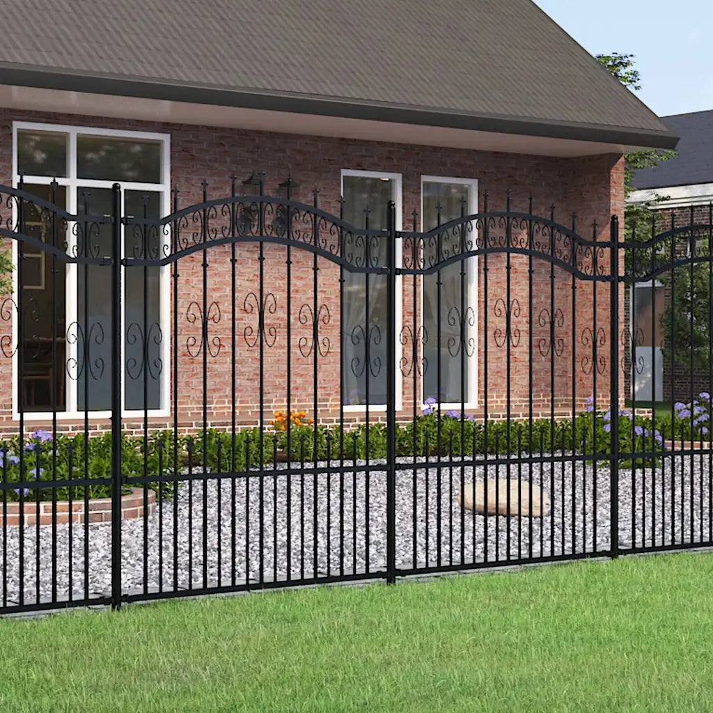 Recinzione da Giardino Kampen con Punta a Lancia Nera 240x150 cm in Acciaio 151087