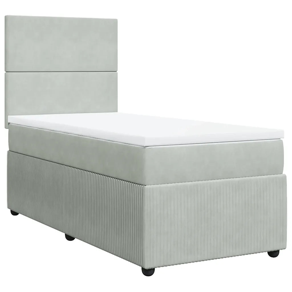 Giroletto a Molle con Materasso Grigio Chiaro 90x200 cm Velluto 3292232