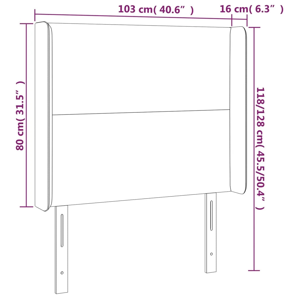 Testiera a LED Nera 103x16x118/128 cm in Tessuto 3123760