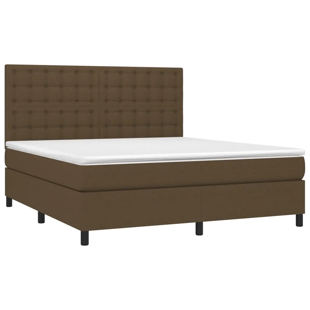 Letto a Molle Materasso e LED Marrone Scuro 160x200 cm Tessuto 3135208