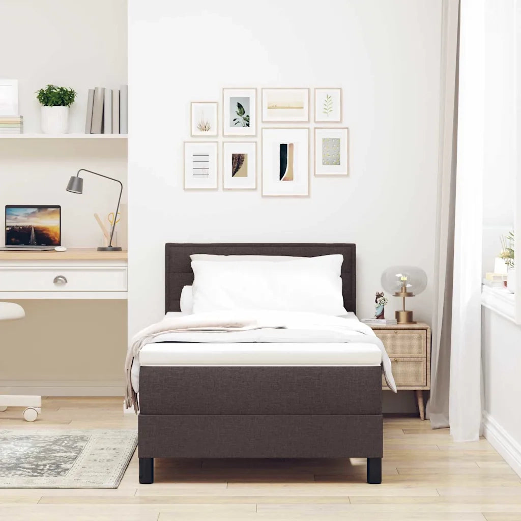 Letto a molle con testiera Marrone Scuro 90 x 200 cm Tessuto 3338583