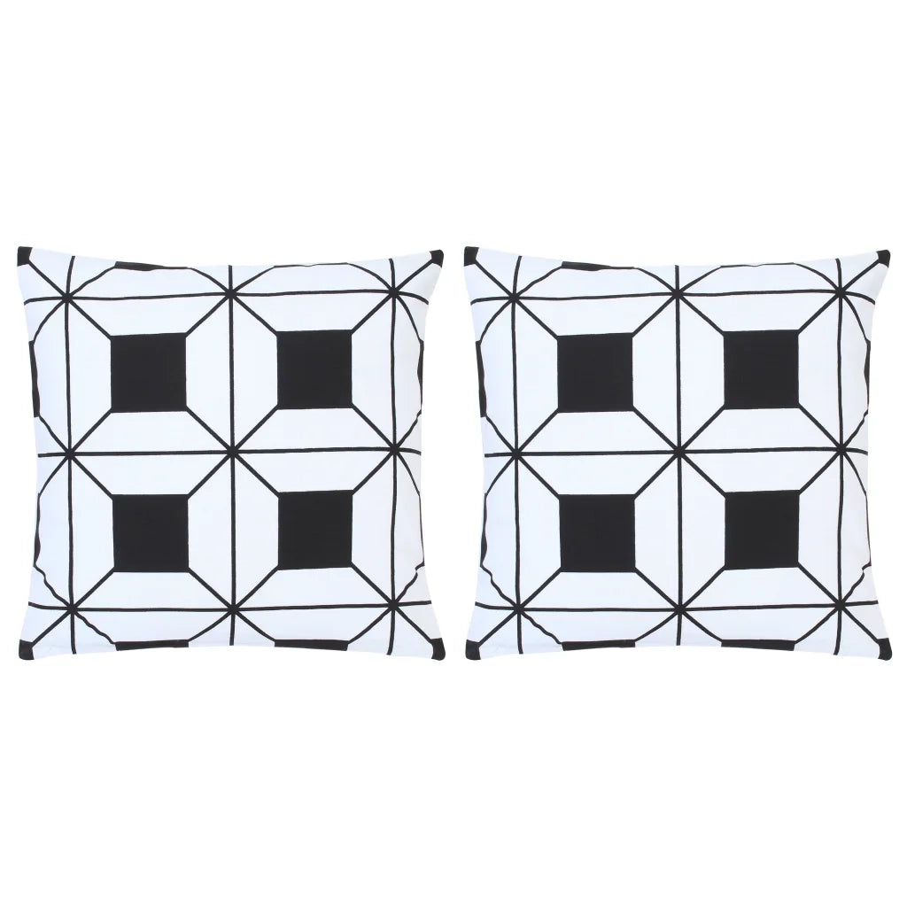 Cuscini 2 pz con Stampa Bianchi e Neri 40x40 cm in Cotone