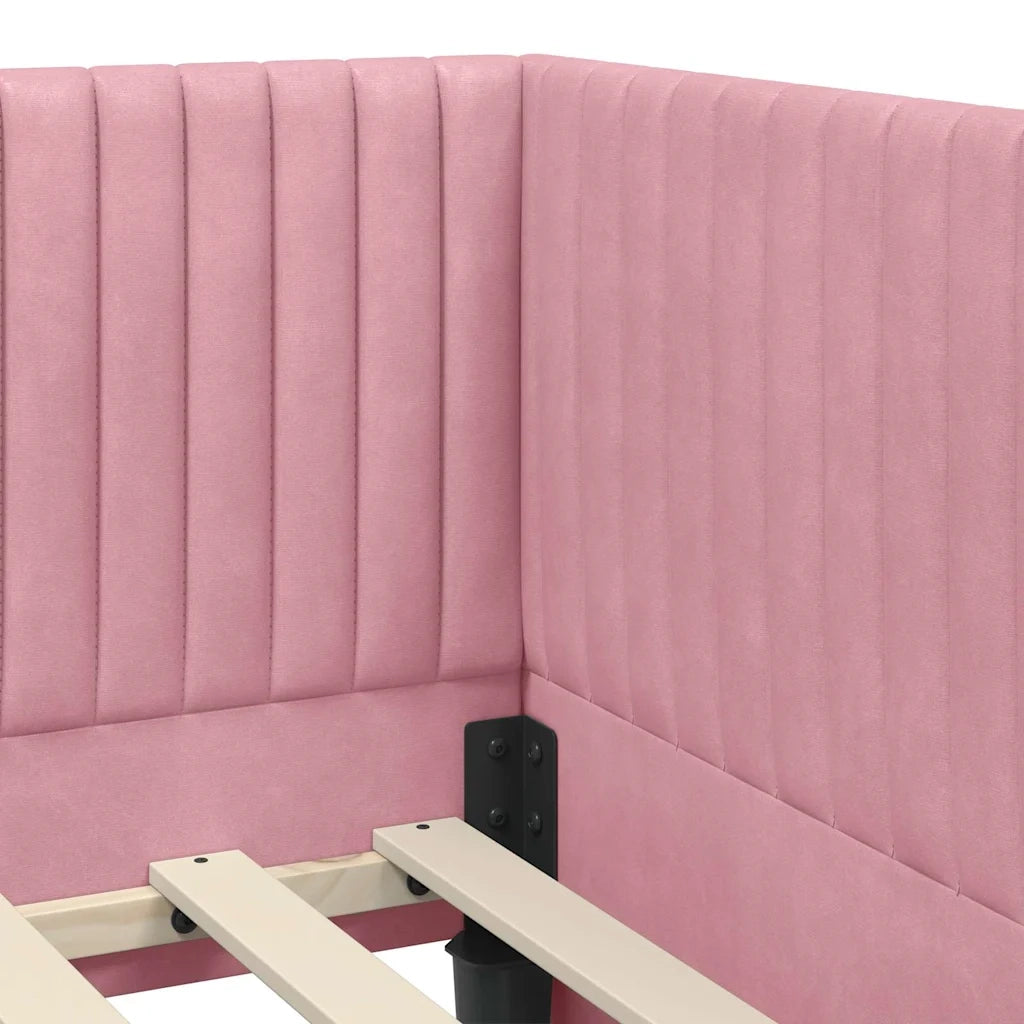 Cornice del letto ad angolo Rosa 90 cm x 190 cm Velluto 42016259