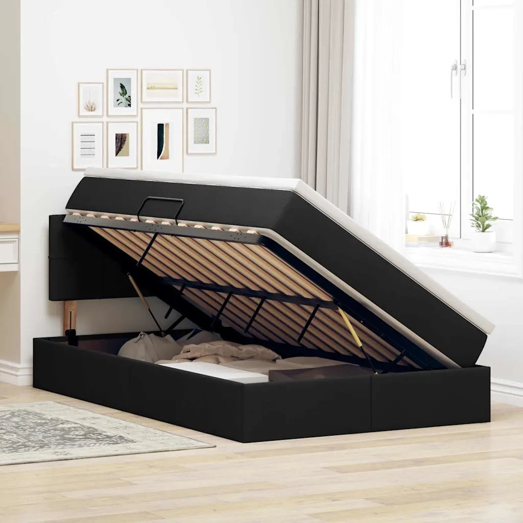 Letto con contenitore e materasso Nero 120 x 200 cm 3370502