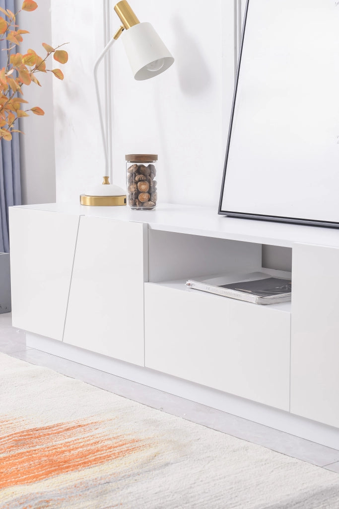 Cassettiera per TV bianca in MDF lunghezza 170 cm