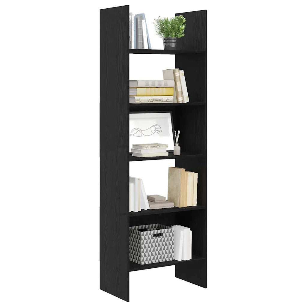 Armadio per Libri 5 livelli 60 x 35 x 180 cm Rovere Nero 875023