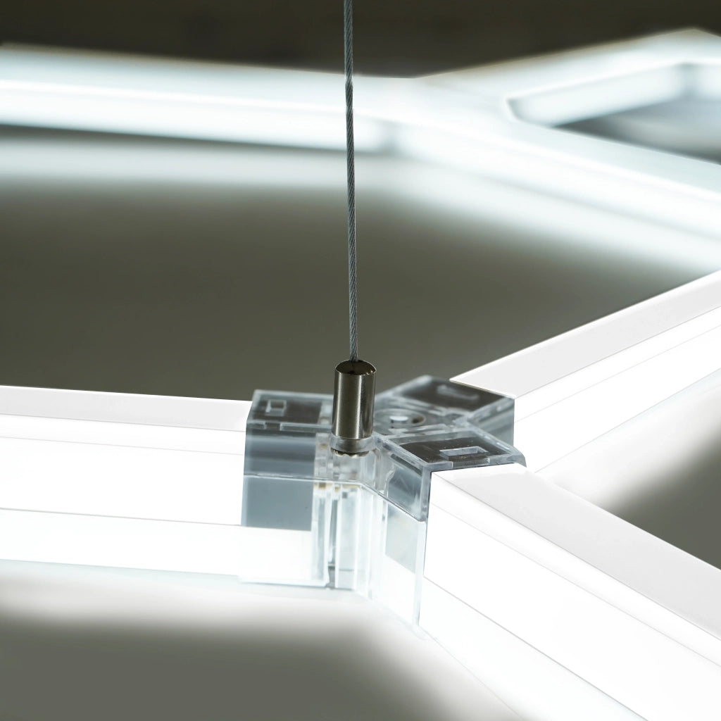 Luci LED Esagonali x 2 & Piastrelle Ventilate per Pavimento Garage con Bordi - 120 Nere & 120 Blu
