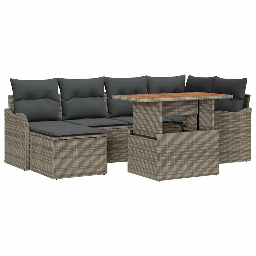 Set Divano da Giardino 7 pcs Grigio Poly Rattan 3358218