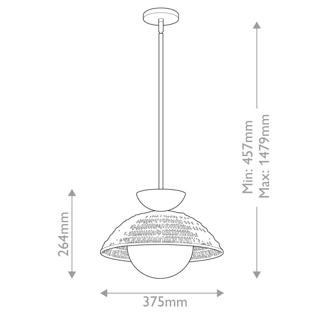 Sospensione boho Perth Alora rattan sfera opale oro E27