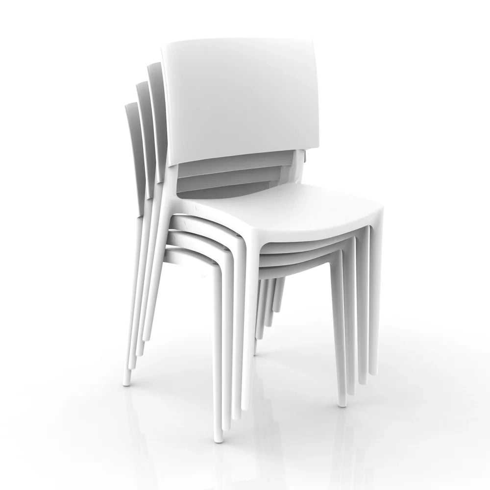 Set 2 sedie in polipropilene 100% Made in Italy SHARP, impilabile, resistente ai raggi UV, design moderno, ideale per sala da pranzo, cucina, sala d’attesa, bar, ristoranti o da esterno colore Bianco