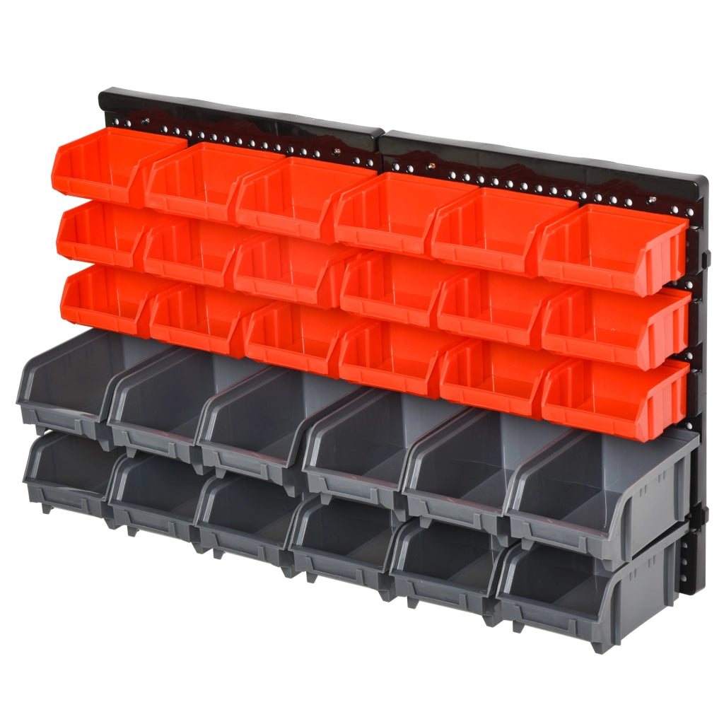 Scaffale da parete con 30 cassetti portaoggetti ¨C Xylo ¨C Rosso/Grigio/Nero 37,5x18x63 cm