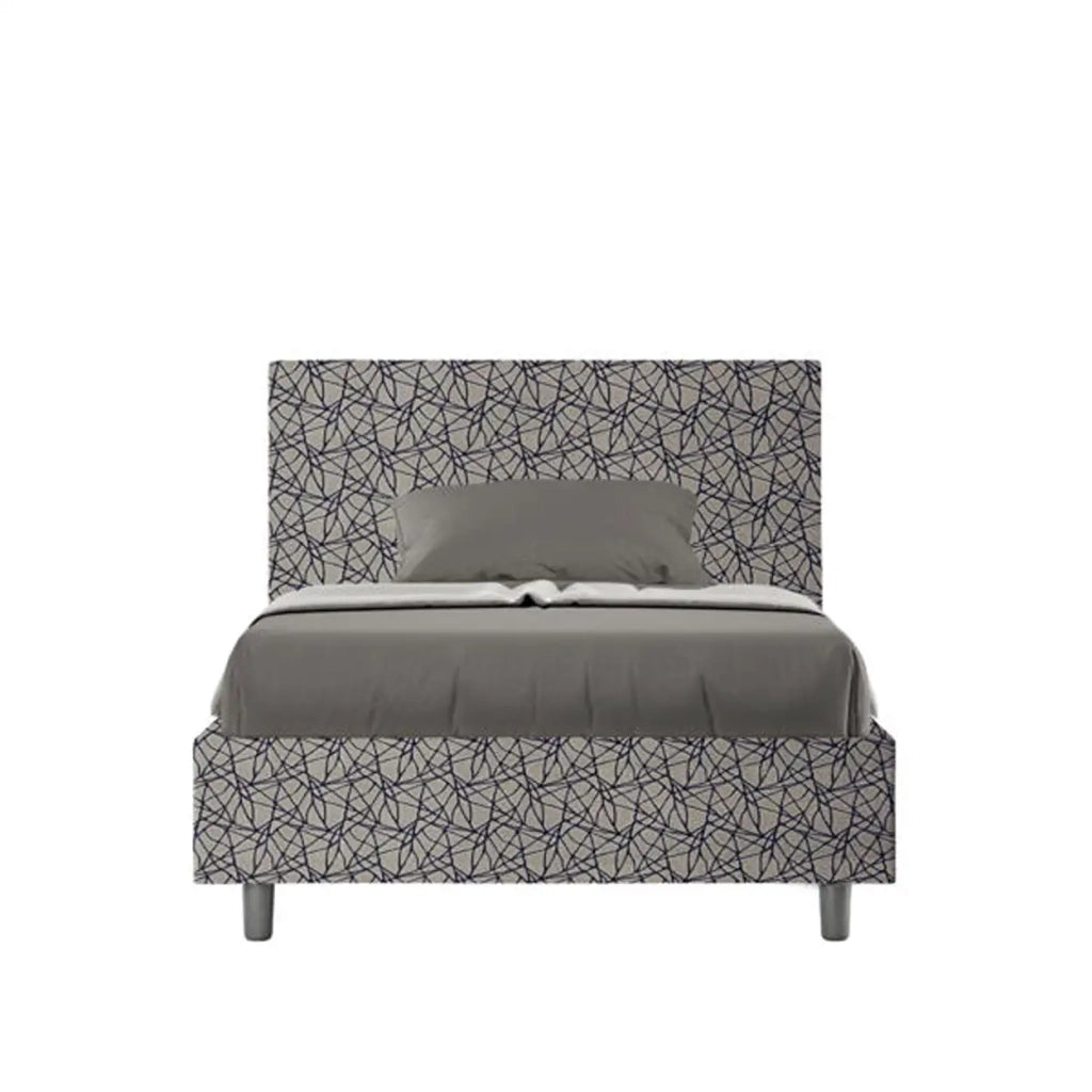 Letto una piazza e mezza con rete imbottito 120x210 tessuto Era 9 blu Adele