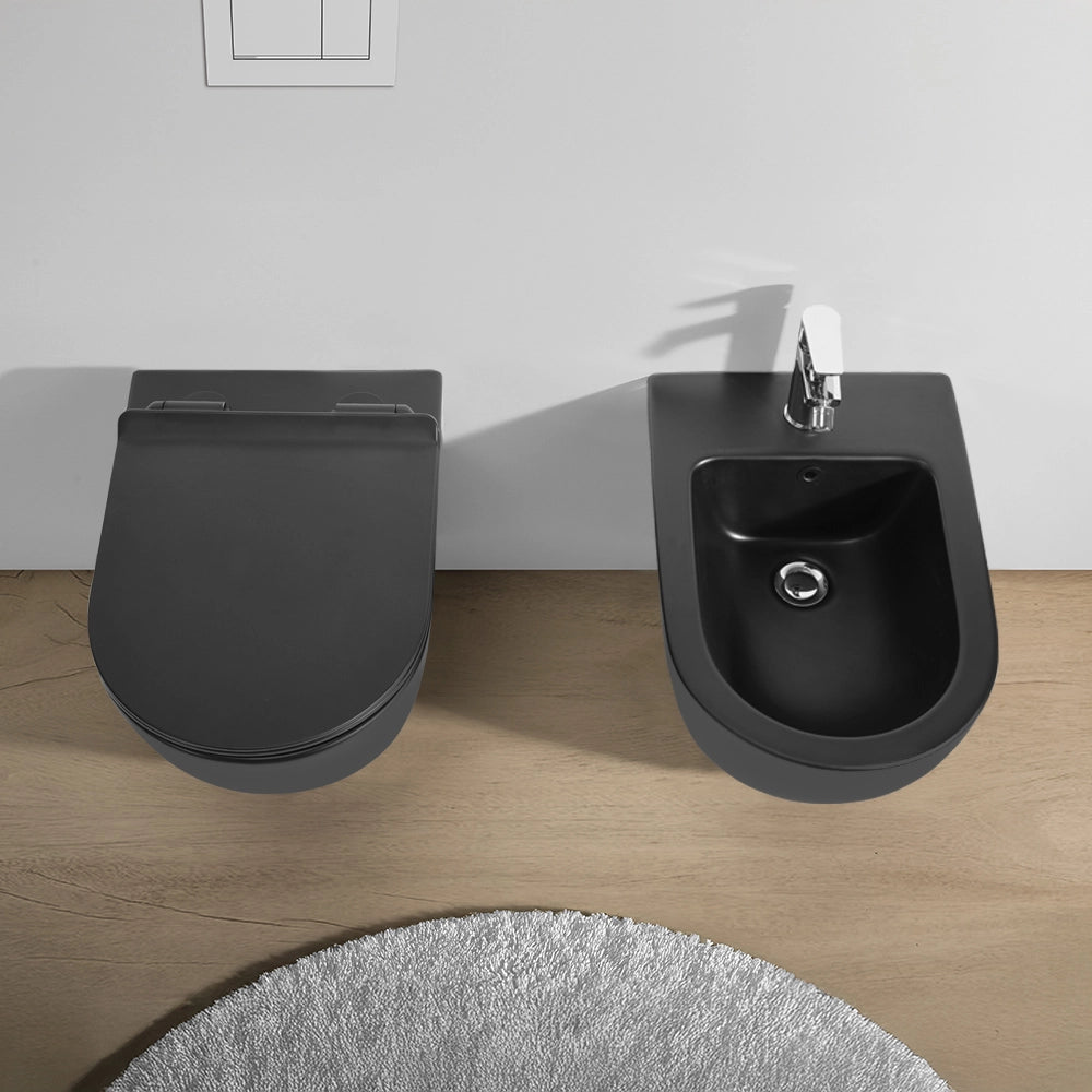 Wc sospeso rimless in ceramica nero opaco Tokyo